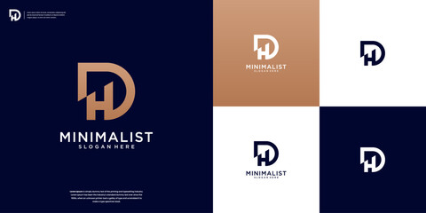 Letter D and H or DH initial logo icon design template. minimalist, modern, elegant - obrazy, fototapety, plakaty
