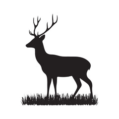 grass a vector silhouette deer .eps