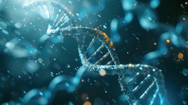 Biotechnology bioinformatics concept of DNA and protein letter background, DNA and protein sequence 3d render