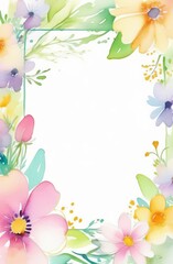 Pastel colors flowers frame with empty space for text. Pastel card mockup. Vertical - 728102690