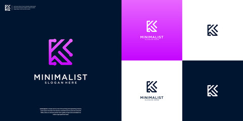 initials K technology logo design template
