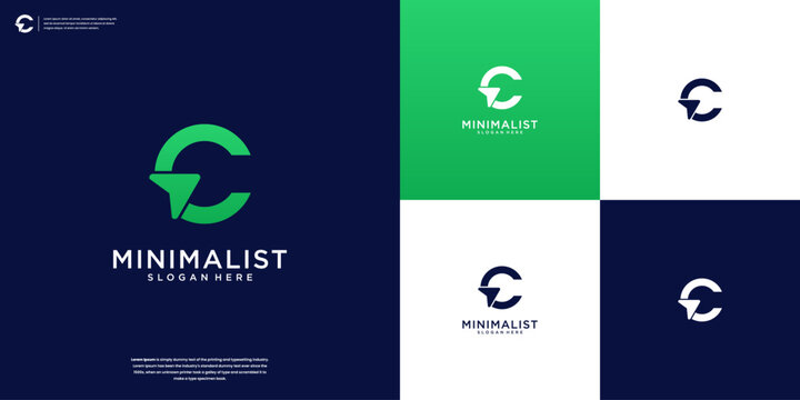 Minimalist Letter C and Arrow with circle style logo design monogram.