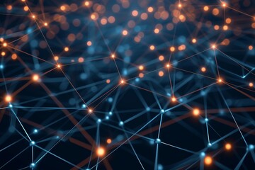 Fototapeta premium abstract representation of interconnected data nodes, digital matrix, binary code transmission