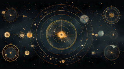 Cosmic Cartography: Antique Celestial Pattern
