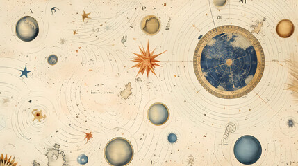 Cosmic Cartography: Antique Celestial Pattern