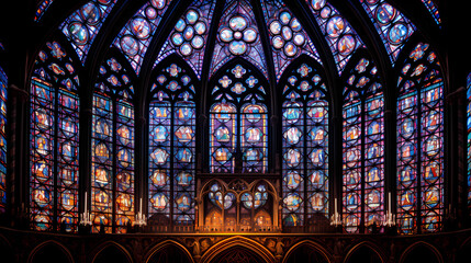 Gothic Elegance: Intricate Stained Glass and Moody Hues