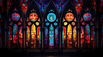 Gothic Elegance: Intricate Stained Glass and Moody Hues