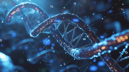 Genome and Blockchain concept, storing data in DNA sequences, bioinformatics, biotechnology concept 3d rendering