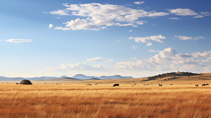 Fototapeta na wymiar Grassland landscape distant mountains background