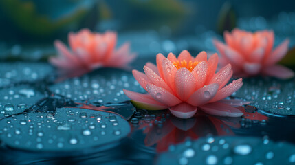Flowering water lillies