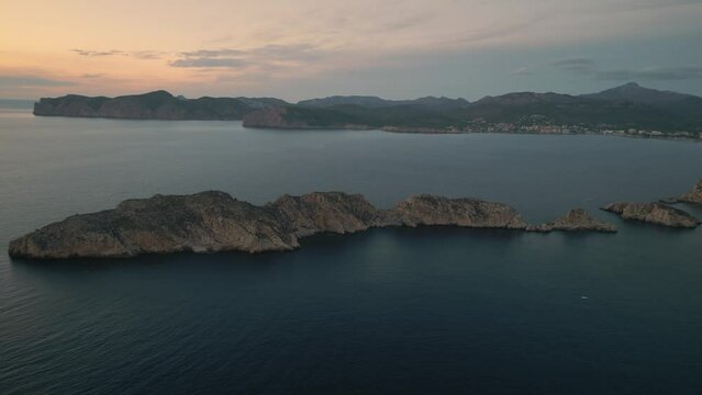 Sunset in malgrat islands in mallorca