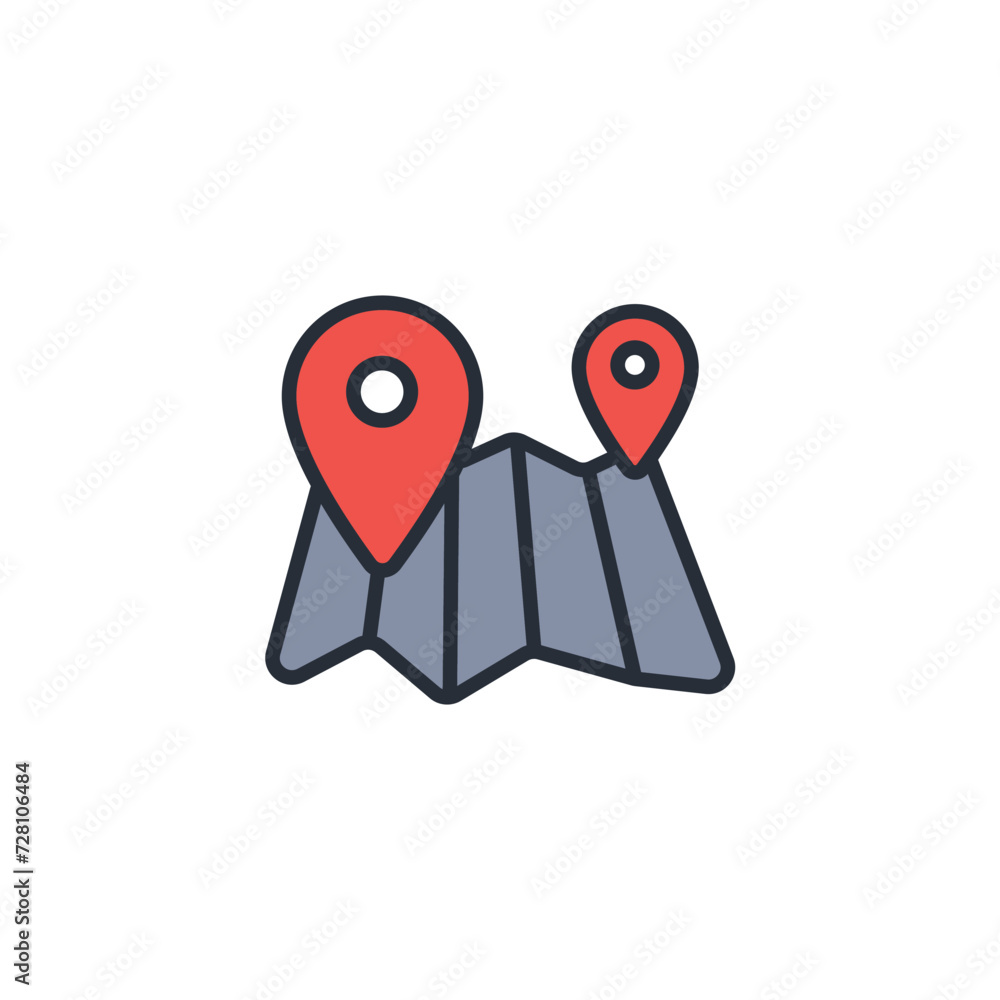 Poster map location icon. vector.editable stroke.linear style sign for use web design,logo.symbol illustrat