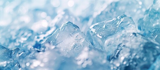 Close up of ice cube texture on a pristine background
