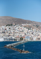 view of the city of Ermoupolis, Greece