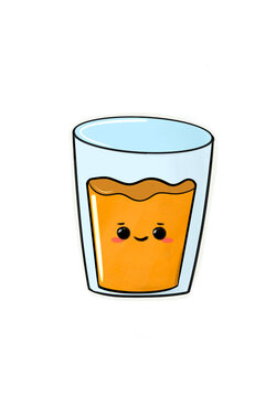 glass of orange juice kawaii illustration breakfast sticker 