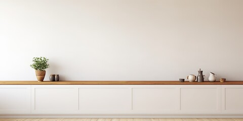 Fototapeta premium Empty white wall in the kitchen.