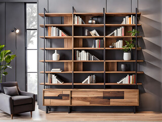 Industrial Storage Solution: Adjacent Bench with Bookshelf for Stylish Organization