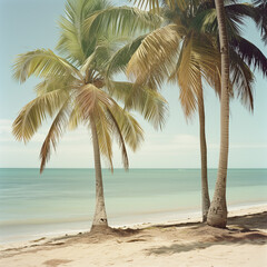 Naklejka premium Tropical Beach Paradise with Palm Trees