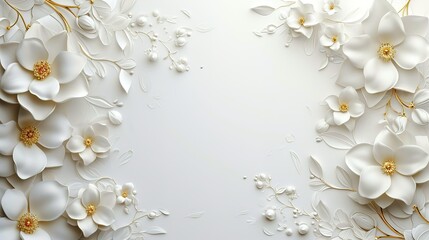 Beautiful Floral Border white Flower design for decor, generative ai