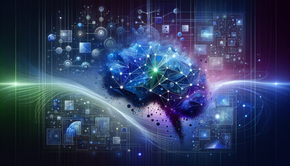 Fototapeta premium High-Tech Neural Network Interface with CNN Icons in Abstract Background