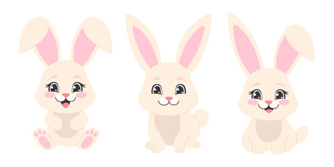 Obraz na płótnie Canvas Vector set with easter bunnies.