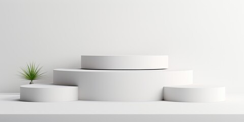 White podium on white background, minimal concept for product presentation.