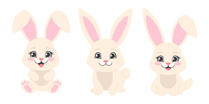 Vector set with easter bunnies.