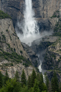 Mist Fills The Canyon At The Transition Between Upper and Lower Yosemite Falls © kellyvandellen