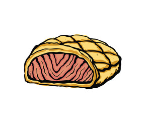 Vector illustration of salmon wellington