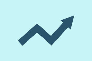 Growing business dark blue arrow on light blue background. Business concept, growing chart. Concept of sales symbol icon with arrow moving up. Economic Arrow With Growing Trend.