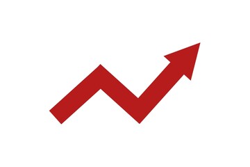 Growing business red arrow on white background. Business concept, growing chart. Concept of sales symbol icon with arrow moving up. Economic Arrow With Growing Trend. Flat design. 