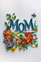 Tribute in Twirls: A Quilled Homage to Motherhood's Warm Embrace. AI Generative