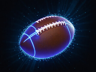 Futuristic American football ball concept, football, bioluminescent, glitch, science fiction, super bowl, state of the art