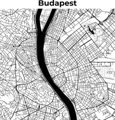City Map of Budapest, Cartography Map, Street Layout Map