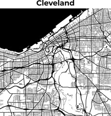 City Map of Cleveland, Cartography Map, Street Layout Map