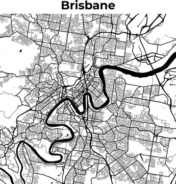 City Map of Brisbane, Cartography Map, Street Layout Map