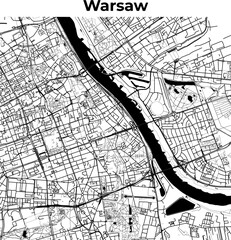 City Map of Warsaw, Cartography Map, Street Layout Map