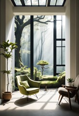 Stylish Living Space Overlooking Enchanted Woods