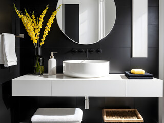 Refined Modern Sanctuary - Minimalist Bathroom Interior Sophistication

