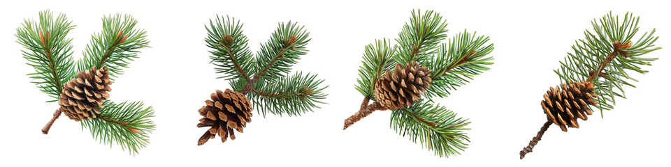 pine cone branch Hyperrealistic Highly Detailed Isolated On Transparent Background Png File