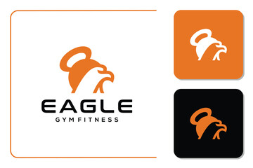 Eagle combine with gym kettle bell logo design inspiration