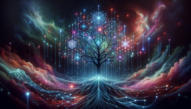 Dreamscape of Glowing Digital Decision Trees