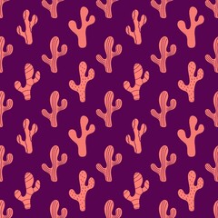 Summer floral seamless cactus pattern for fabrics and linens and wrapping paper and festive packaging