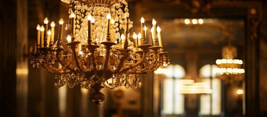 Elegant Traditional Chandelier with Warm Brown Light and Rich Color Scheme