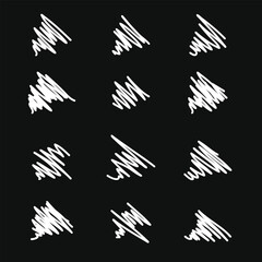 Vector abstract white sketch random scribbles on a black background. Vector scribble collection..