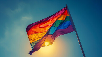 bandiera arcobaleno con sfondo soleggiato