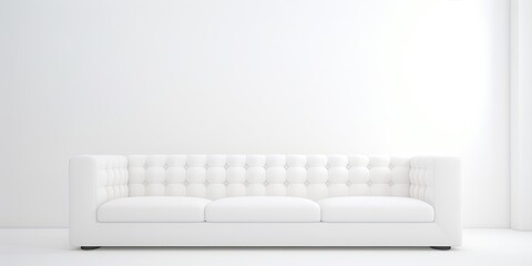 White couch in a white space.