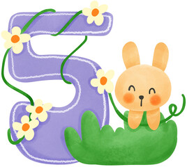 Easter bunny number 5 and flower