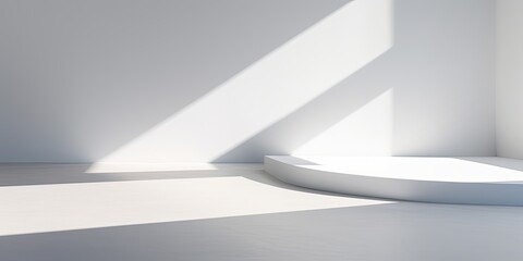 Minimal white interior with abstract architectural background photo showcasing corners and shadows.