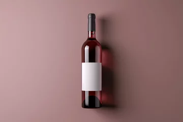Fotobehang Red wine bottle and glass, mock up © Creative-Touch